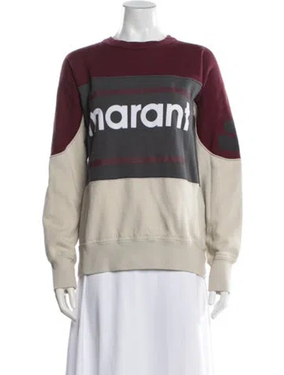 Pre-owned Isabel Marant Colorblock Pattern Crew Neck Sweatshirt In Burgundy