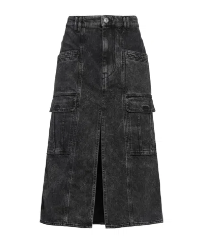 Isabel Marant Coloured Wash Denim Skirt In Black
