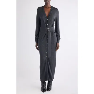 Isabel Marant Constance Long Sleeve Belted Sweater Dress In Gray