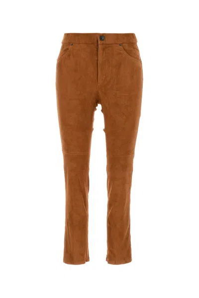 ISABEL MARANT PANTALONE DOROTHEA IN PELLE SCAMOSCIATA RAME DONNA