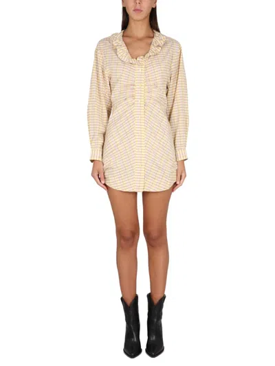 Isabel Marant Silk Blend Ruffled Mini Dress In Neutral