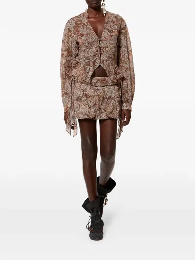 Isabel Marant Coralie Floral-pattern Mini Skirt In Brown