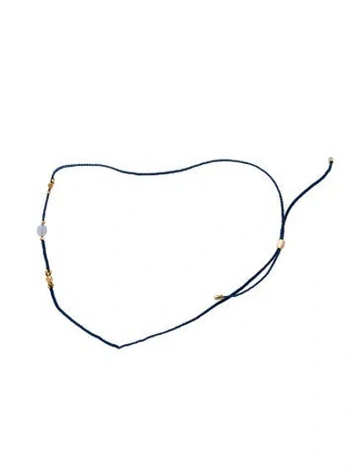 Pre-owned Isabel Marant Cord Chumani Bolo Necklace, 45.5" In Blue