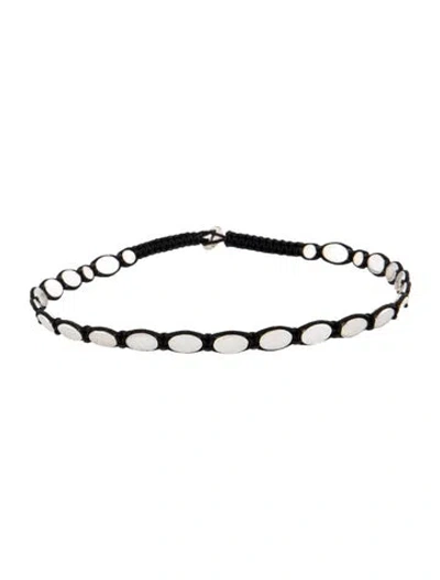 Pre-owned Isabel Marant Cord Sweet Metals Choker Necklace, 15" In Black