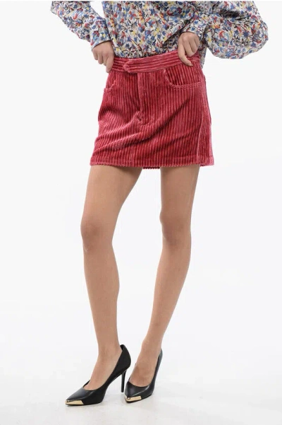 Isabel Marant Corduroy Low-waist Mini-skirt In Red