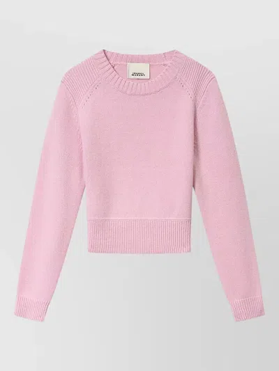Isabel Marant Cornelia Crew Neck Pullover Raglan Ribbed In Pink