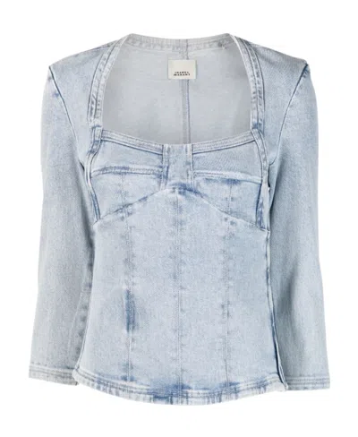 Isabel Marant Corset-style Denim Top In Blue