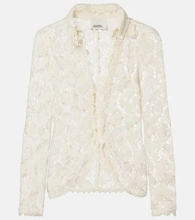 Isabel Marant Cotton And Silk Crochet Top In Neutral