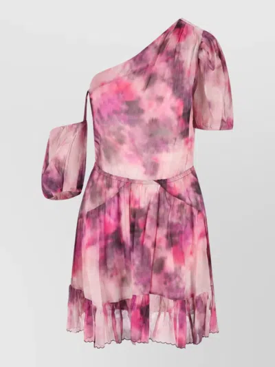 Isabel Marant Cotton Asymmetric One-shoulder Mini Dress In Multi
