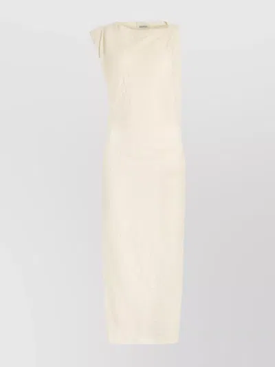 Isabel Marant Cotton-blend Draped Neckline Midi Dress In Neutral