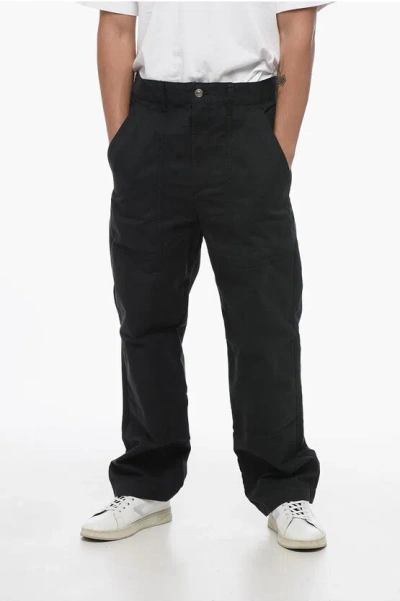 Isabel Marant Cotton Carrot Fit Pants With Belt Loops In Black