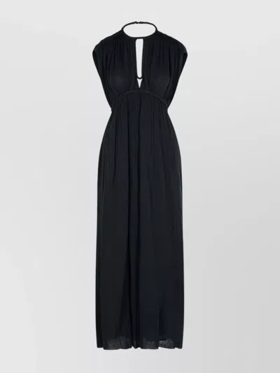 ISABEL MARANT COTTON DRESS 'JOYA' PLEATED KEYHOLE DETAIL