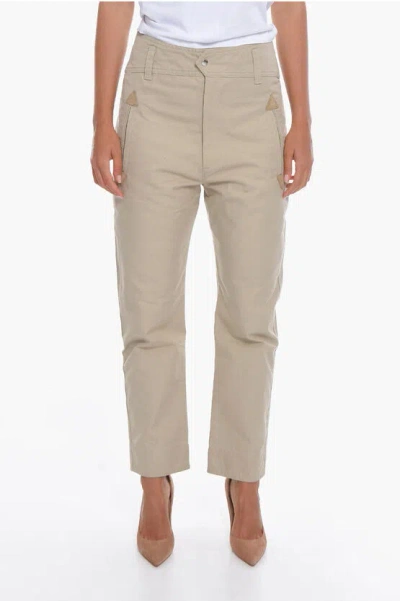 Isabel Marant Cotton-gabardine Tulcen High-waisted Trousers In Neutral