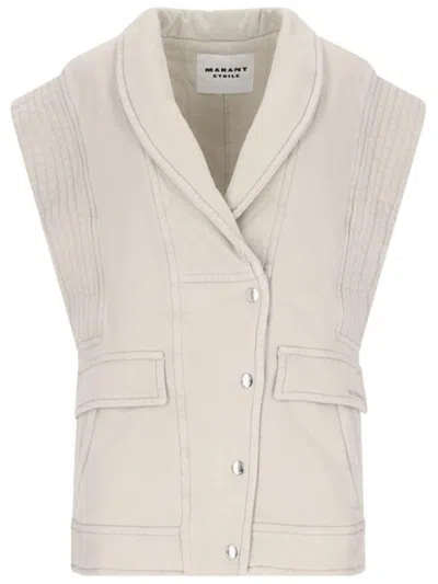 Isabel Marant Cotton Gilet In Neutrals