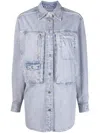 Isabel Marant Cotton-hemp Blend Chambray Shirt Jacket In Blue