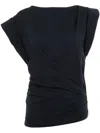 Isabel Marant Maisan Draped Cotton T-shirt In ブラック