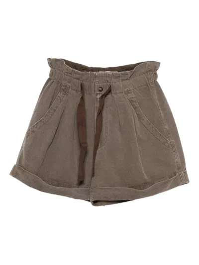 Isabel Marant Cotton Linen Blend Shorts In Brown