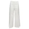 Isabel Marant Cotton Linen High Waist Wide Leg Cropped Pants In White