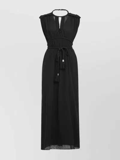 Isabel Marant Cotton Long Dress Cable-knit Design In Black