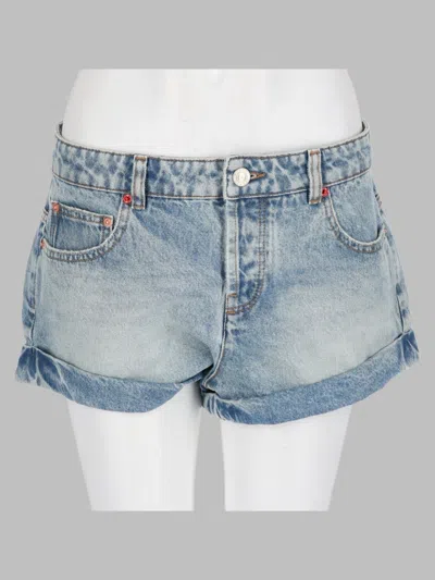 Isabel Marant Cotton Mini Shorts Made In Morocco In Blue