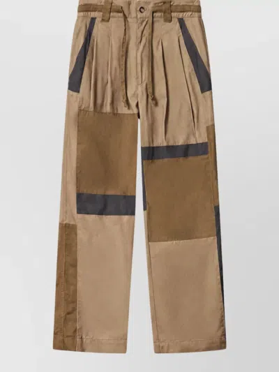 Isabel Marant Cotton Paneled Relaxed-fit Trousers In Brown