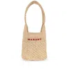 Isabel Marant 'praia' Beige Small Shoulder Bag With Logo Lettering Embroidery On The Front