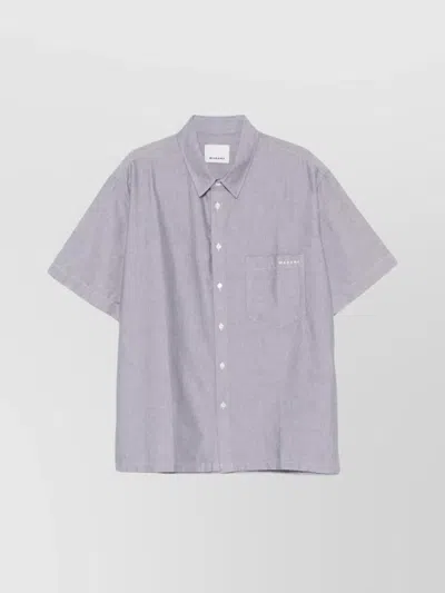 Isabel Marant Cotton Shirt With Short Sleeves And Side Slits In Gray