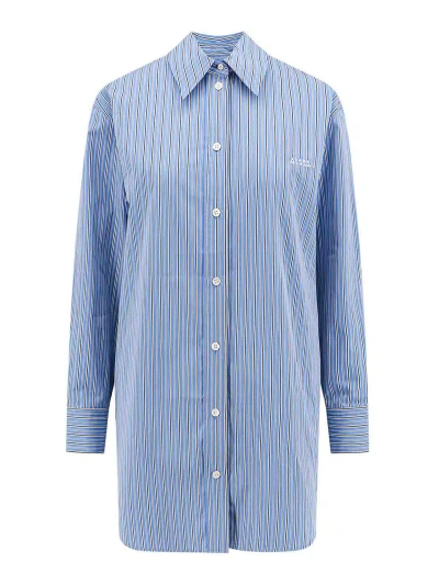 Isabel Marant Cotton Shirt With Striped Motif In Blue