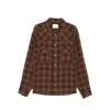 Isabel Marant Checked Long Sleeve Shirt With Chest Pockets In Brown