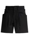 Isabel Marant Fairy Pleated Cotton-canvas Shorts In Black