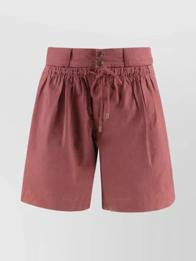 Isabel Marant Cotton Shorts Featuring Button Detailing In Burgundy
