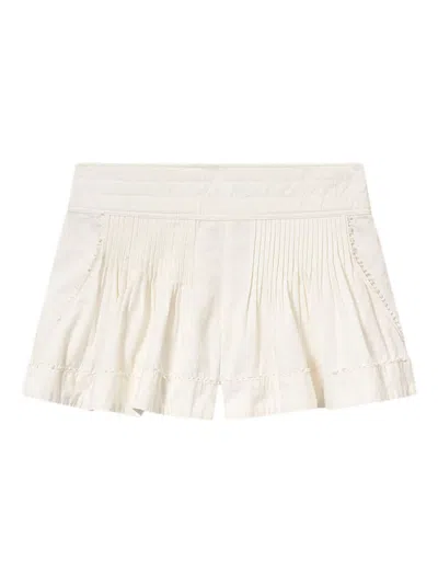 Isabel Marant Cybila Pintucked Cotton Shorts In Neutral