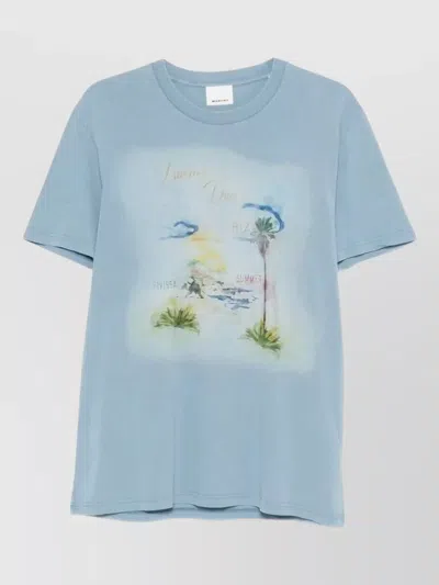 Isabel Marant Cotton T Shirt Crew Neck Graphic Print In Blue