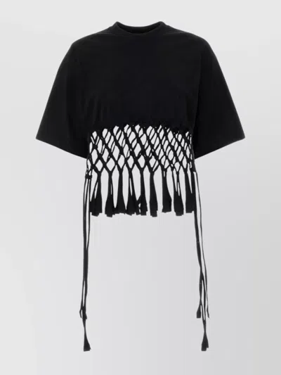 Isabel Marant Texana Macrame Trim Cotton T-shirt In Black