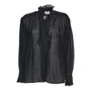 Isabel Marant Cotton Voile Top With Ruffled Collar In Black