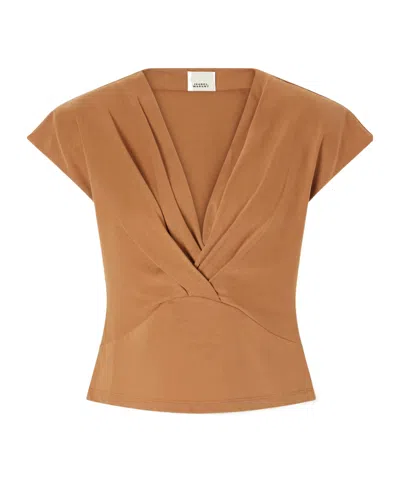 Isabel Marant Nadrine Cotton-jersey T-shirt In Brown