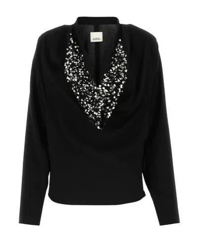 Isabel Marant Cowl-neck Long-sleeve Blouse In Black