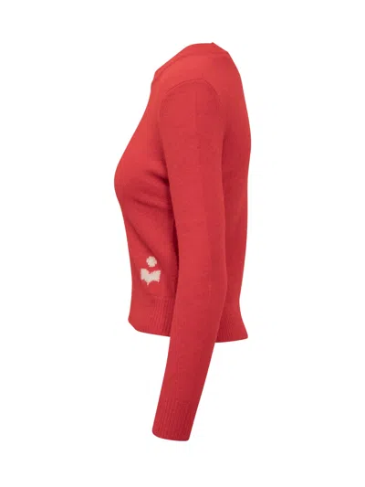 Isabel Marant Cozy Wool Pullover With Logo In Red