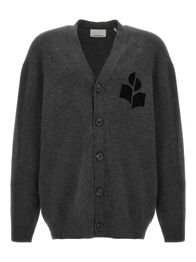 Isabel Marant Logo-intarsia Cardigan In Gray