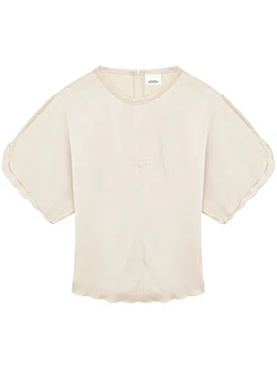 ISABEL MARANT ISABEL MARANT CREAM WHITE SATIN-FINISH KARLITA BLOUSE
