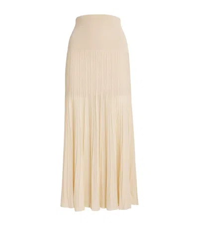 Isabel Marant Crepe Pleated Knit Midi Skirt In Sand