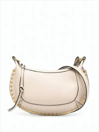 Isabel Marant Crescent-shaped Leather Crossbody Bag With Gold-tone Studs In White