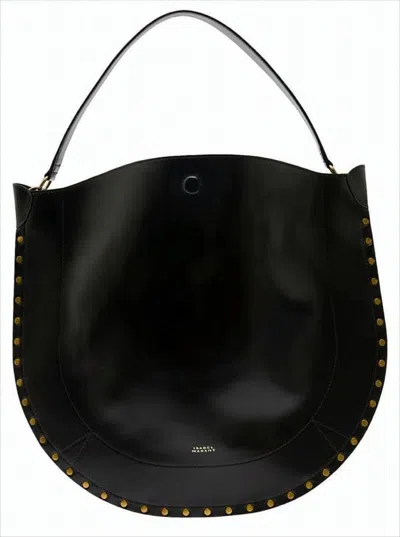 Isabel Marant Crescent-shaped Shoulder Bag With Gold-tone Studs In Black