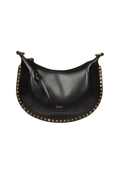 Isabel Marant Crescent-shaped Black Leather Bag With Gold Accents