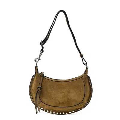 Isabel Marant Crescent-shaped Suede Leather Shoulder Bag With Studded Edges In Brown