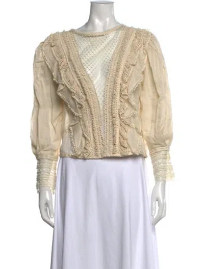 Pre-owned Isabel Marant Crew Neck Long Sleeve Blouse In Neutrals