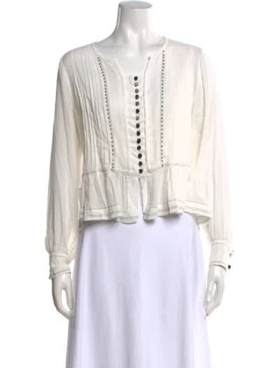 Pre-owned Isabel Marant Crew Neck Long Sleeve Blouse In White