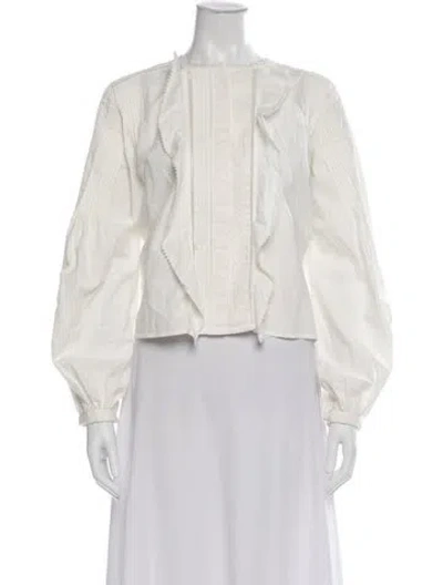 Pre-owned Isabel Marant Crew Neck Long Sleeve Blouse In White
