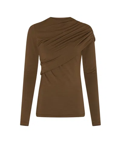 Isabel Marant Crew Neck Long Sleeve Top In Brown
