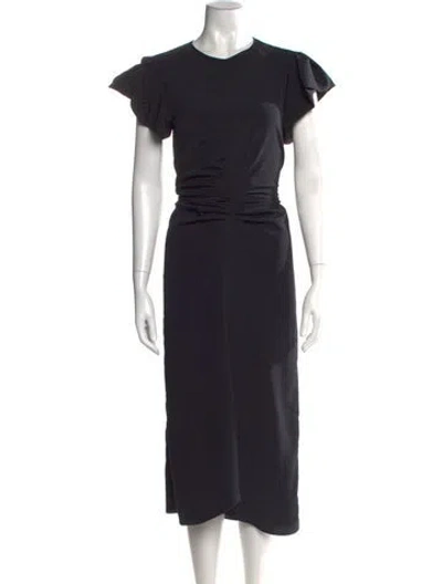 Pre-owned Isabel Marant Crew Neck Midi Length Dress In Black